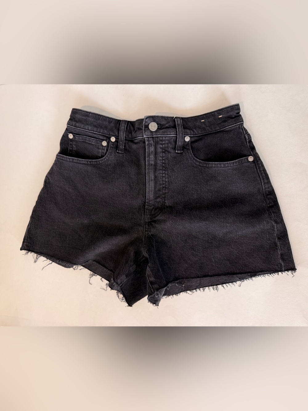 Madewell Black High-Rise Cutoff Denim Shorts